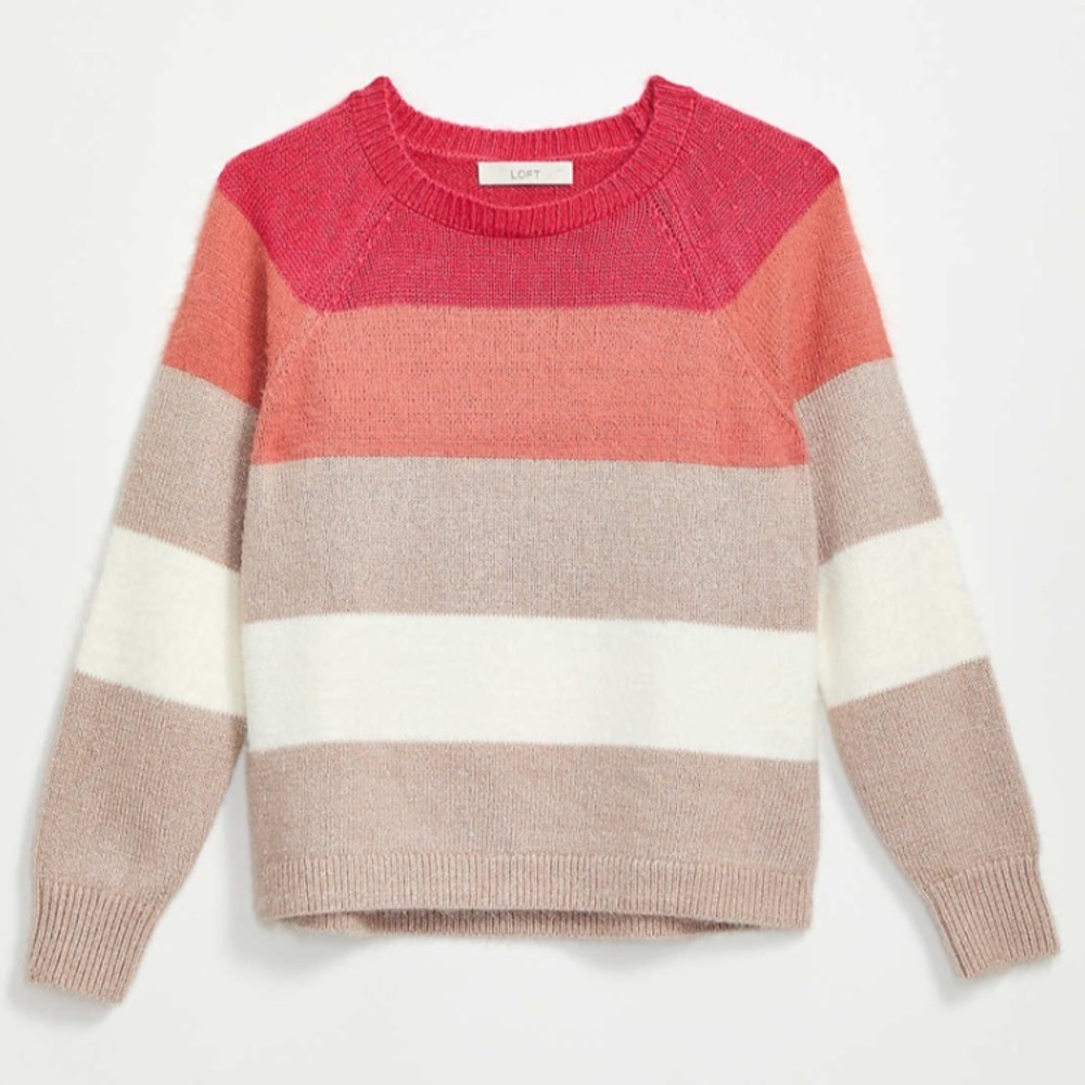 NWT Loft Pink Multi Striped Sweater XS